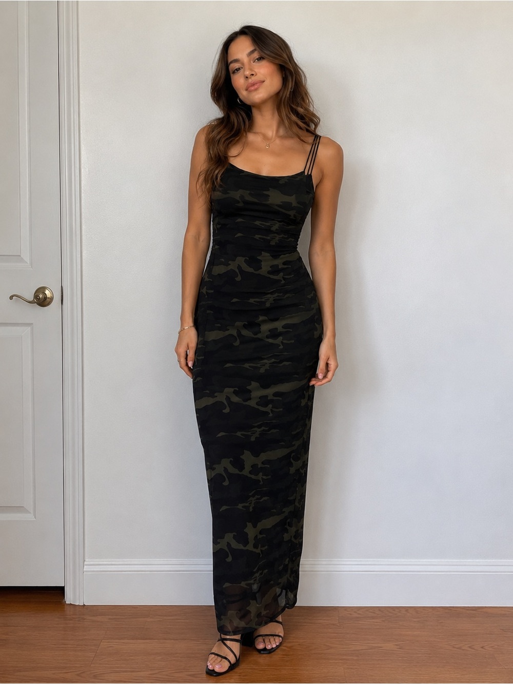 NWOT Popular 21 Camo Mesh Maxi Dress
